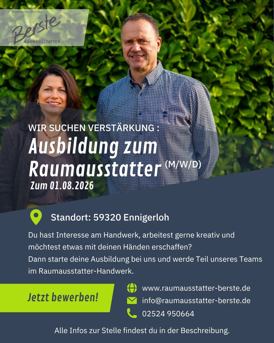 Ausbildung zum Raumausstatter bei Berste